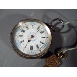 A Lady's silver hallmarked pocket watch with ceramic dial,