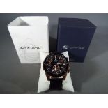 Casio - A gents Casio Edifice wristwatch with black leather strap,