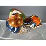 Royal Crown Derby - a paperweight depicting a duck,