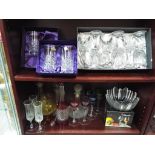 A quantity of glassware comprising decanters, Edinburgh Crystal, Bohemia Crystal wine goblets,