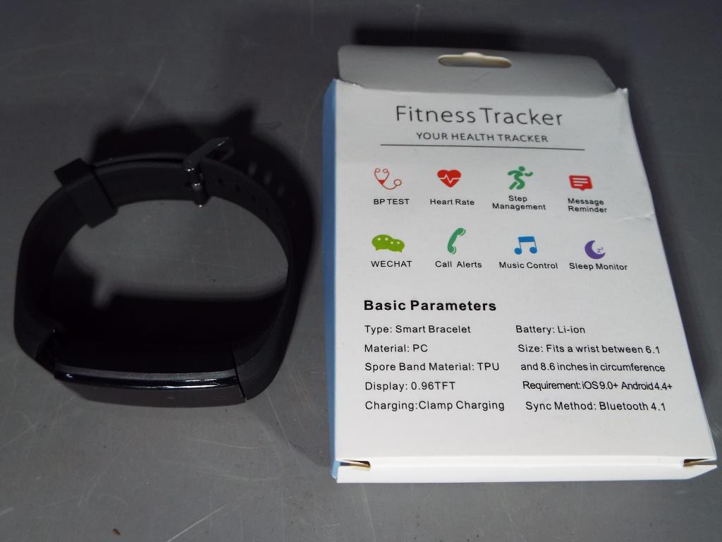 A fitness tracker watch with DP Test, Heart rate, Step Management, Message Reminder, Sleep Monitor,