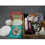 A good mixed lot to include two Portmeirion flan dishes, two Wedgwood flan dishes,