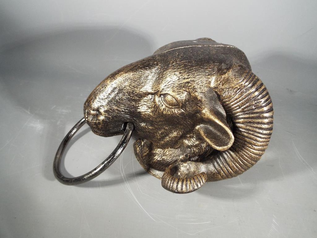 A cast iron ram's head door knocker measuring approximately 15 cm (h), - Image 2 of 3