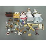 Dolls House Furniture - a quantity of very high quality dolls house accessories and people to