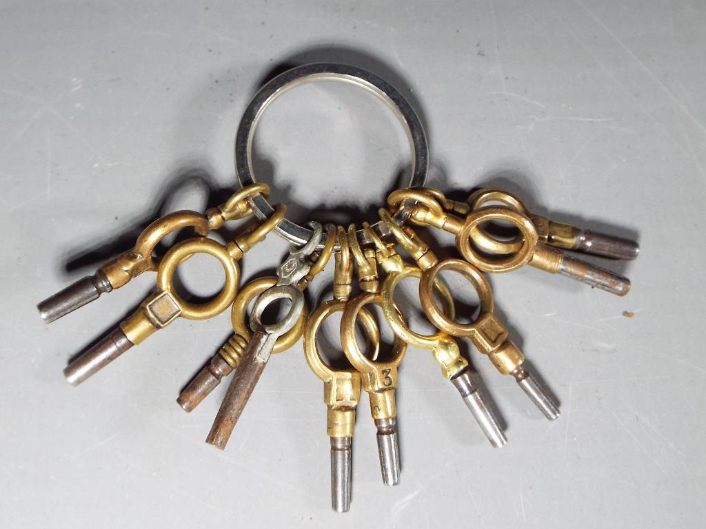 A set of ten pocket watch keys.