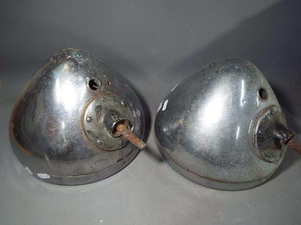 Rotax - A pair of vintage Rotax K596 chrome plated headlamps, 27 cm (d). - Image 2 of 2