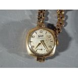 A lady's 9ct gold cased 17 jewel wristwatch, Arabic numerals to the dial marked 'Gala,