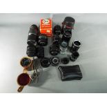 Photography - a collection of vintage lenses for SLR cameras to include Meyer Optik, Gorilaz,