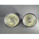 Lucas - A pair of vintage Lucas P100L chrome plated headlamps, approximately 31 cm (d).