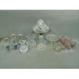 A quantity of mixed glassware to include Adrian Sankey glasses, cut glass mushroom light,