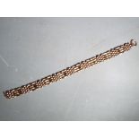 9 ct scrap gold - a 9 carat rose gold gate bracelet with broken last link [scrap gold],