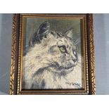 Kay Gray - A feline portrait miniature, framed, signed lower right by the artist,