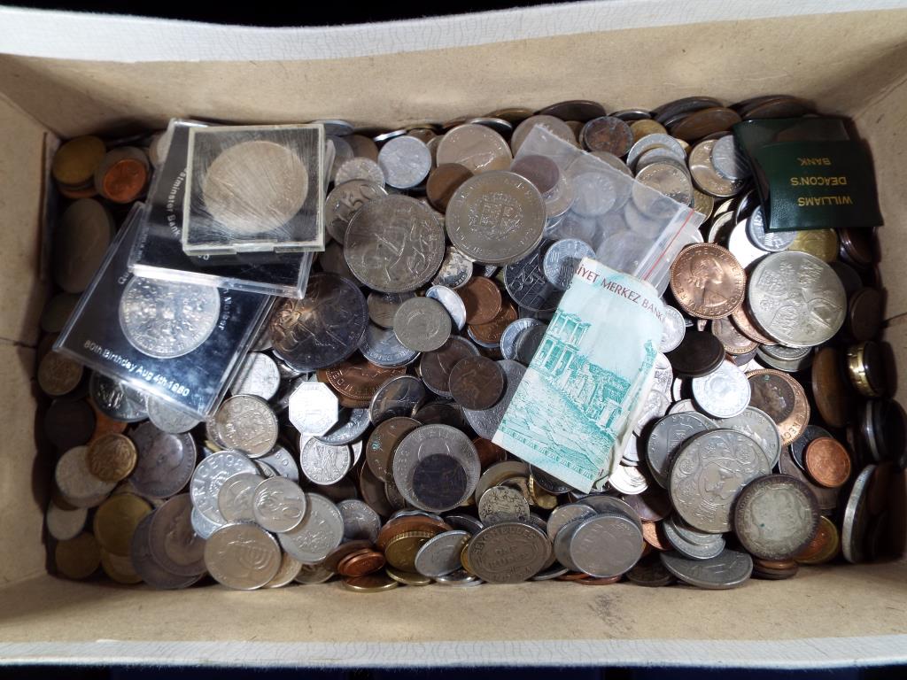 A large quantity of UK and foreign coins to include silver content examples, - Image 2 of 2