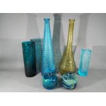 A quantity of art glass to include Italian vase, Whitefriars style 'Bark' vase and similar.
