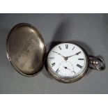 A gentleman's full hunter pocket watch, hallmarked silver case, London assay,