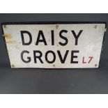 A metal Daisy Grove Liverpool metal street sign, measuring approximately 71 cm x 35 cm.