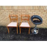 Two vintage dining chairs with upholster