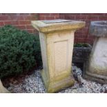 Garden stoneware - a rectangular column with sundial plaque to the top,