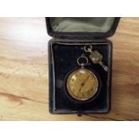 A lady's pocket watch, the case marked within 9K,