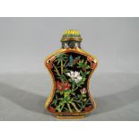 A 19th century Chinese cloisonné enamel snuff bottle of waisted form,
