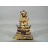 Buddha - A small gilt bronze Buddhist figurine, Bodhisattva Maitreya, Thailand Rattanakosin period,