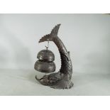 A rare 19th century, Chinese bronze, catfish table bell, approximately 32.