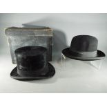 Two vintage hats to include a Rosebery All Fur hat and a boxed top hat,