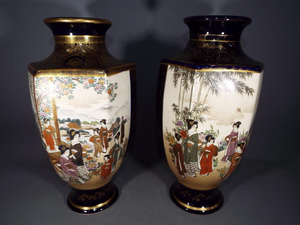 A pair of Kizan, Meiji period Satsuma, hexagonal section,