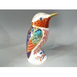 Royal Crown Derby - a paperweight in the form of a bee eater with gold stopper by Royal Crown Derby.