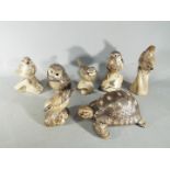 Poole Pottery - Seven Poole Pottery stoneware figurines to include tortoise,