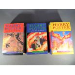 Harry Potter Books - Three Harry Potter first editions to include Order of the Phoenix,