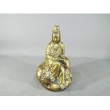Buddha - A 19th century Chinese Tibetan gilt bronze depicting Guanyin,