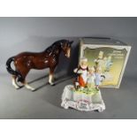 A boxed Yardley English Lavender soapdish and ceramic model of a horse.