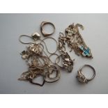 A small quantity of white metal jewellery to include pendants, chains, rings and similar,