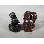 A vintage Japanese dark wood Netsuke dep