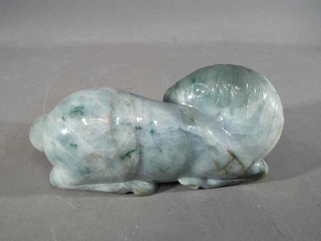 A Chinese green jade carving of a recumb - Image 5 of 5