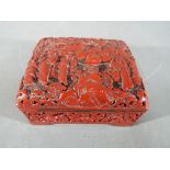 A Chinese cinnabar lacquer trinket box,