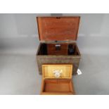 Military - a wooden and metal military field telephone carry box marked Telephone Set F MK.1.