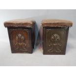 Art Nouveau - a pair of metal art nouveau colliery fireside boxes with relief art nouveau design