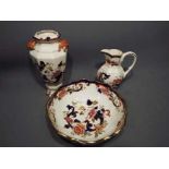 Masons Ironstone - three pieces decorated in the Mandalay pattern comprising a vase, 22 cm (h),