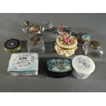 A collection of trinket boxes to include ceramic Royal Worcester Palissy trinket box,