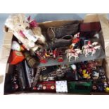 A mixed lot to include model ships, soldiers, playing cards,