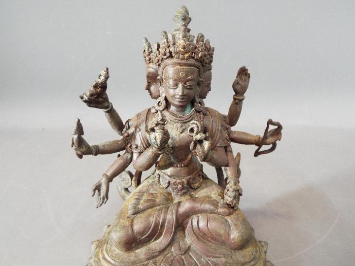 Buddha - An 18th century Chinese / Tibetan Usnisavijaya Buddhist eight arm god of war, - Image 2 of 9