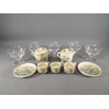 A glass grapefruit set and a collection of Asian ceramic tableware