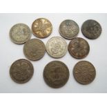 Pre-decimal coins - a quantity of Florin coins (2/=)