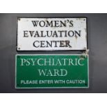 A 'Psychiatry' and 'Womens Evaluation' signs (zp&we)