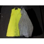 A small collection of vintage lady's clothing to include a luminous yellow A line dress marked