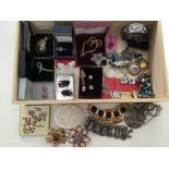 Costume jewellery - a good collection of bracelets, brooches, necklaces and earrings , part boxed,