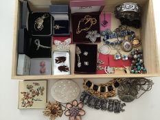 Costume jewellery - a good collection of bracelets, brooches, necklaces and earrings , part boxed,