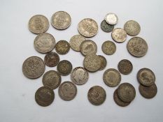 Pre-decimal coins - a quantity of Shillings and Sixpences